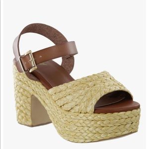 MIA Whitney Raffia Platform Sandal Natural Vegan Leather/Woven Raffia